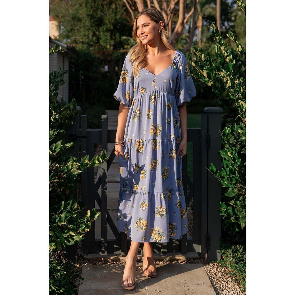 Baltic Born Judith Dress | Blue + Golden Floral Size XLXL